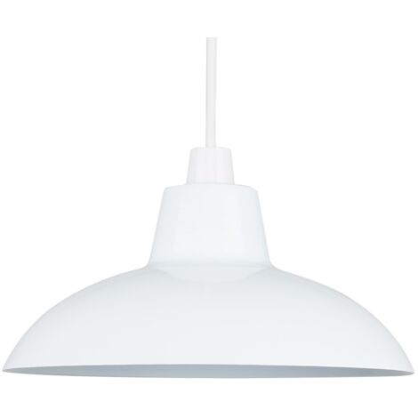 Civic Metro White Ceiling Pendant Shade and E27 GLS LED 10W Warm White 3000K Bulb