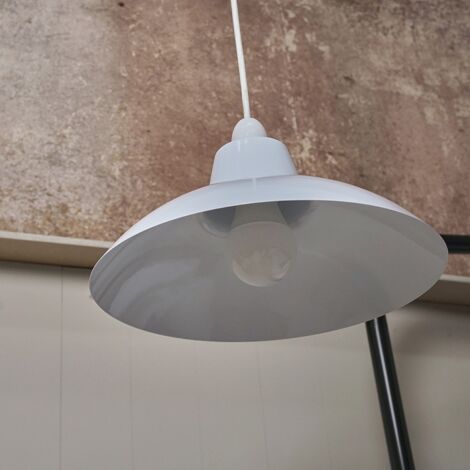 Civic Metro White Ceiling Pendant Shade and E27 GLS LED 10W Warm White 3000K Bulb