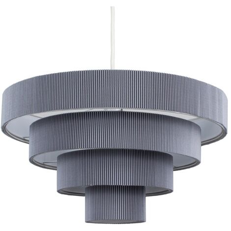 Nevada Grey Ceiling Pendant Shade and E27 GLS LED 10W Warm White 3000K Bulb