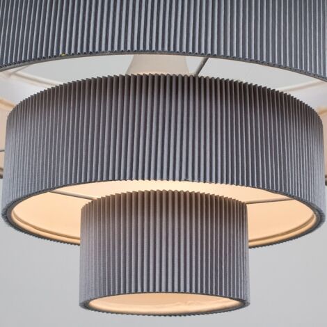 Nevada Grey Ceiling Pendant Shade and E27 GLS LED 10W Warm White 3000K Bulb