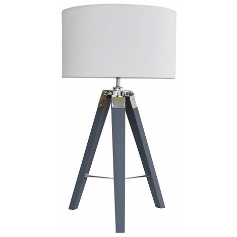 Tripod Grey Chrome Table Lamp Large, Grey And Chrome Tripod Table Lamp