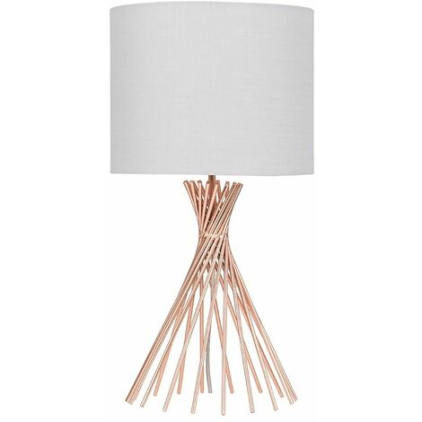 Metal Twist Table Lamp With Fabric Lampshade - Cool Grey - No Bulb