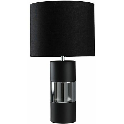 Black And Chrome Cylinder Table Lamp, Small Black And Chrome Table Lamp