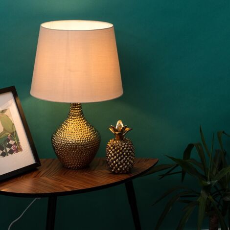 Bailey Modern Metallic Gold Indent Textured Ceramic Table Lamp Base