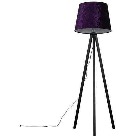 Led Tripod Floor Lamp In Black With, Floor Lamp With Purple Shade