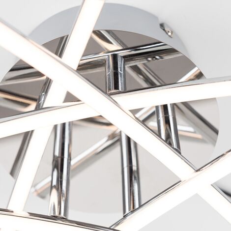 Marais Chrome 20W Integrated LED 5 Way Cross Over Design Flush Ceiling Light Warm White