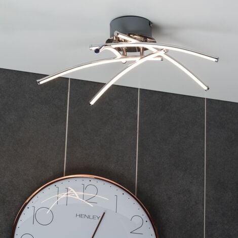 Marais Chrome 20W Integrated LED 5 Way Cross Over Design Flush Ceiling Light Warm White