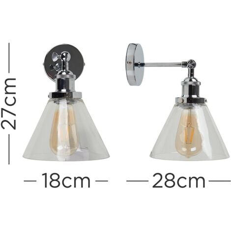 Lloyd Pair of Retro Style Polished Chrome Adjustable Knuckle Joint Wall Lights with Clear Glass Shades