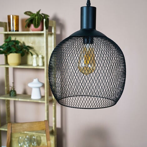 Regina Ceiling Pendant Light Fitting Black No Bulb Regina Ceiling Pendant Light Fitting, Black Wire Mesh Light Shade