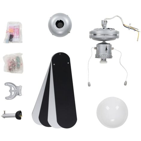 42" 4 Blade Ceiling Fan Grey Metal Frosted Glass Light Shades - Add LED Bulb