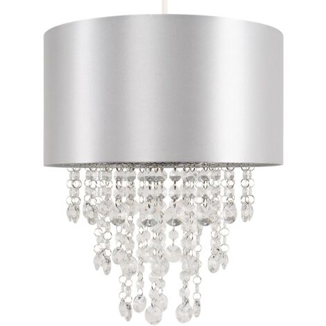 Jesmond Grey Ceiling Pendant Shade and B22 GLS LED 10W Warm White 3000K Bulb