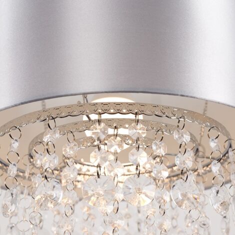Jesmond Grey Ceiling Pendant Shade and B22 GLS LED 10W Warm White 3000K Bulb