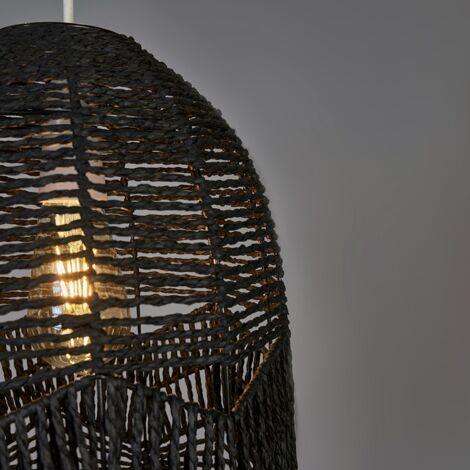 Tethra Rustic Black Woven Rope Bird Cage Ceiling Pendant Light Shade