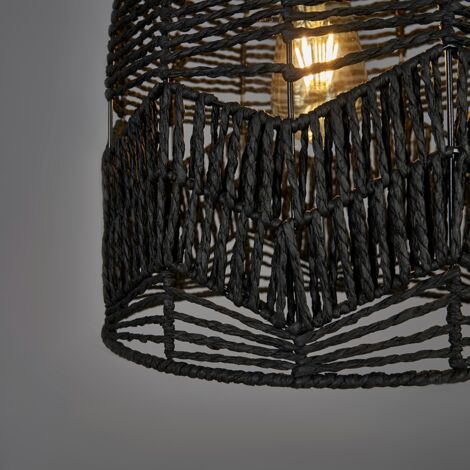 Tethra Rustic Black Woven Rope Bird Cage Ceiling Pendant Light Shade
