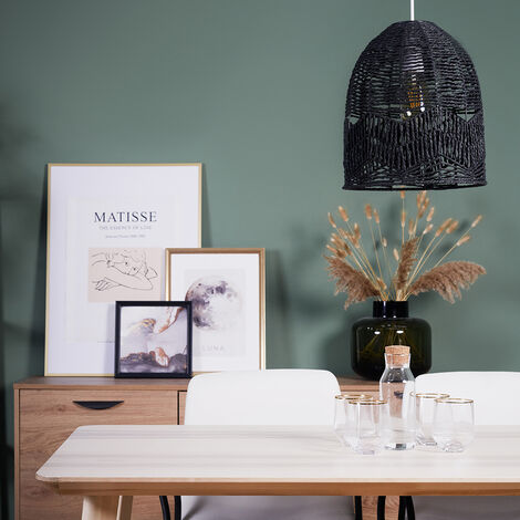 Tethra Black Ceiling Pendant Shade and B22 Pear LED 4W Warm White 2700K Bulb