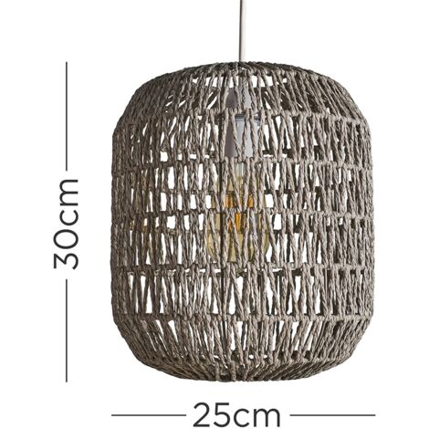 Cabral Modern Woven Rope Grey Pendant Ceiling Light Shade