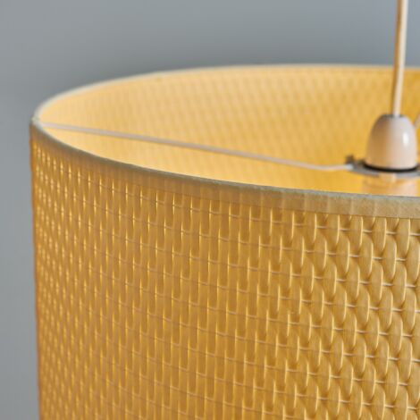 Leno Modern Natural Ochre Woven Rope Cylinder Ceiling Pendant Table Lamp Drum Light Shade