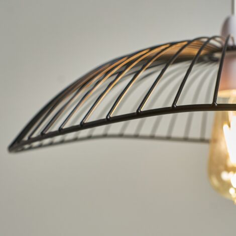 Vella Wavy Umbrella Design Black Wire Ceiling Pendant Light Shade