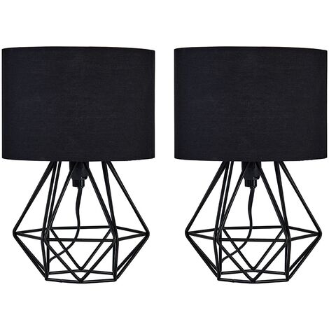 2 X Small Geometric Table Lamps, Angus Geometric Table Lamp With Black Shade