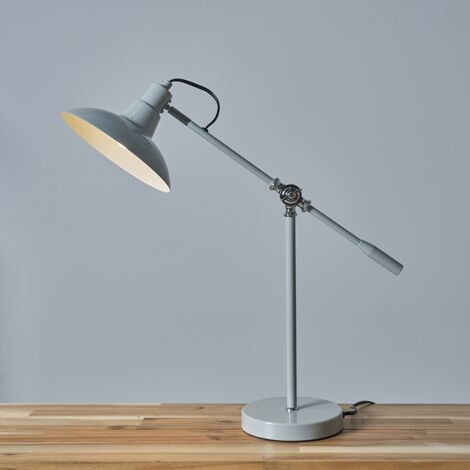 Industrial Metal Adjustable Table Lamp - Grey - Including LED Bulb