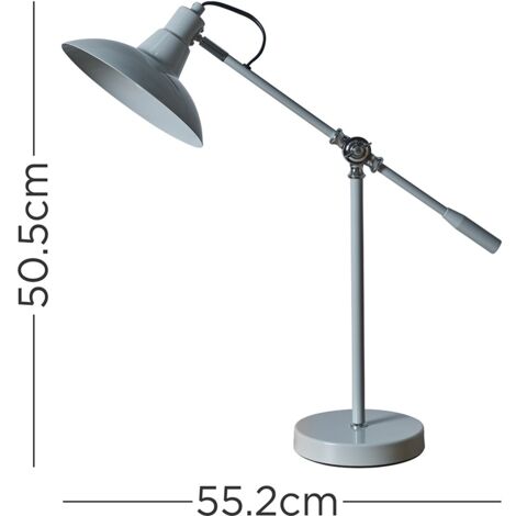 Industrial Metal Adjustable Table Lamp - Grey - Including LED Bulb