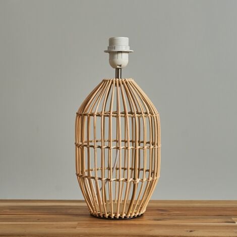 Hollins Contemporary Natural Rattan Cylinder Table Lamp Base