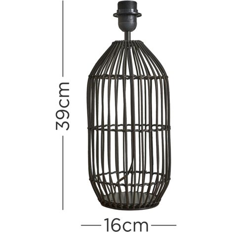 Hollins Contemporary Large Matt Black Rattan Cylinder Table Lamp Base