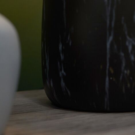 Black Marble Effect Table Lamp With Tapered Lampshade - Black