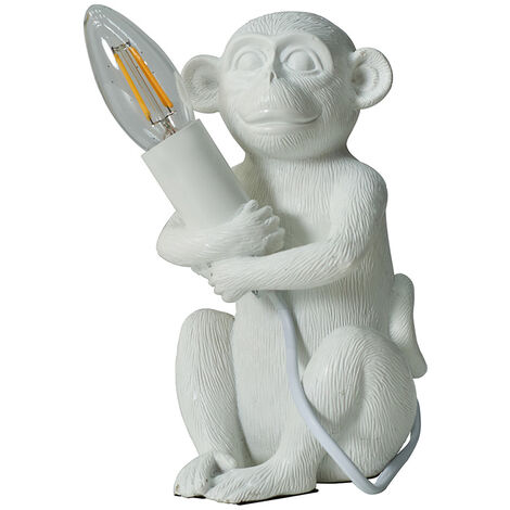 White Baby Monkey Table Lamp