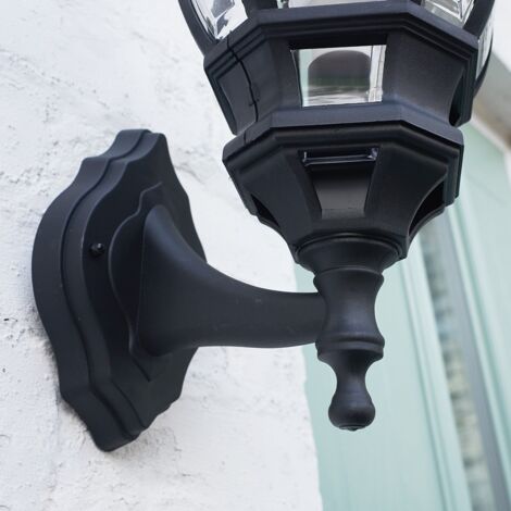 Black & Clear Outdoor Security Wall Light Lantern - Ip44 Rated