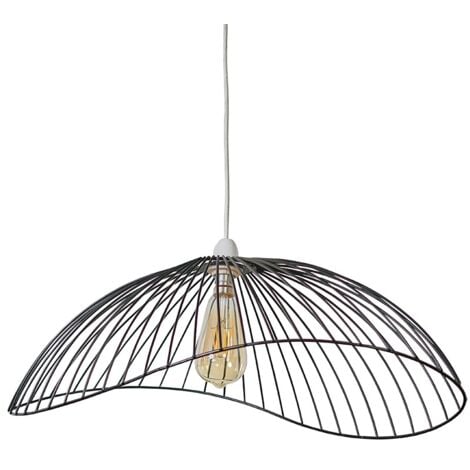 Covelas Wavy Wire Design Easy Fit Ceiling Pendant Light Shade In Black Metal Finish