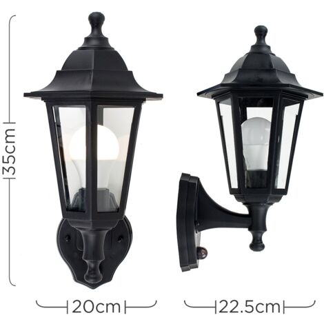 Mayfair Traditional Style Black Outdoor Security PIR Motion Sensor IP44 Rated Wall Light Lantern