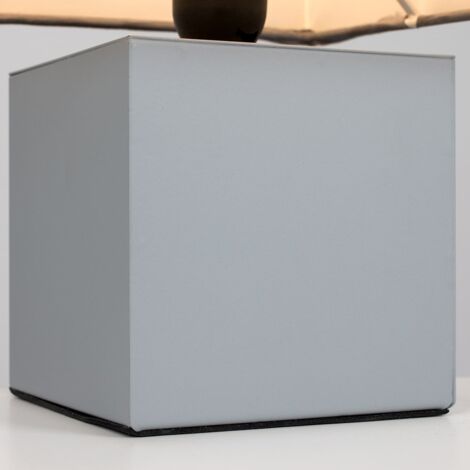 Cubbie Grey Chrome Cube Touch Dimmer Bedside Table Lamp with Grey Fabric Shade