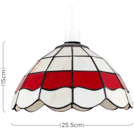 Tiffany Style Traditional Red And Cream Pendant Light Shade