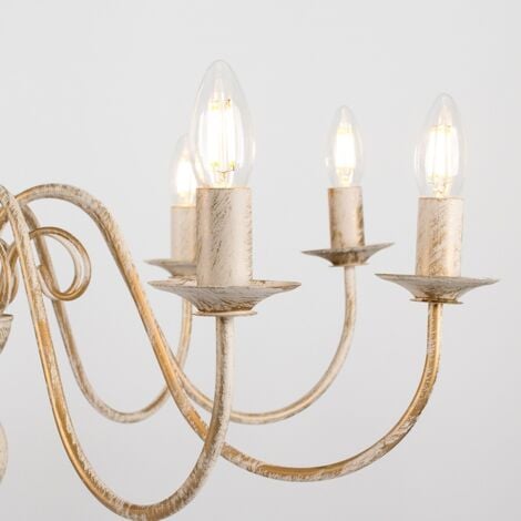 Gothica Large Retro 8 Way Ceiling Light Chandelier Fitting In Distressed Effect Finish with LED Bulb
