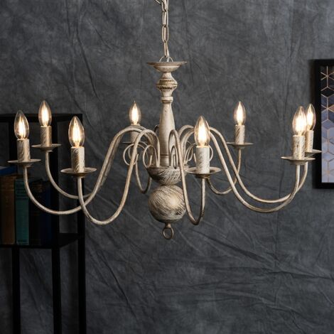 Gothica Large Retro 8 Way Ceiling Light Chandelier Fitting In Distressed Effect Finish with LED Bulb
