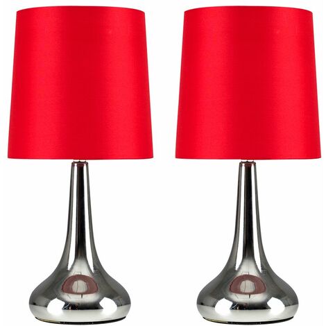 2 X Teardrop Touch Table Lamps Red, Bedside Table Touch Lamps Australia