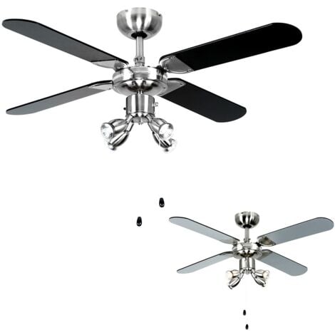 42" Ceiling Fan with Spotlights in Black & Silver Cooling System - Warm White LED Bulb