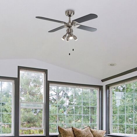 42" Ceiling Fan with Spotlights in Black & Silver Cooling System - Warm White LED Bulb