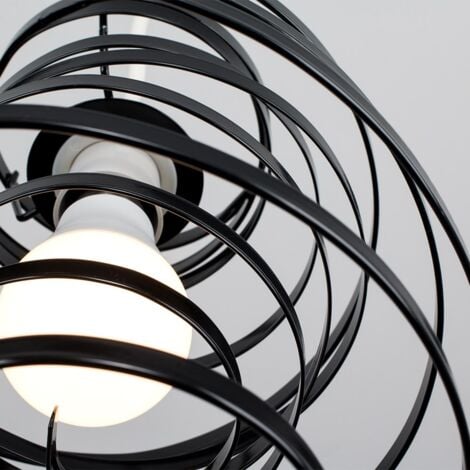 Bensson Contemporary Black Metal Double Ribbon Spiral Swirl Ceiling Light Pendant