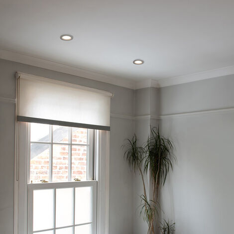 4 x Fire Rated Recessed GU10 Ceiling Downlight Spotlights - Cement - Cool White Bulbs