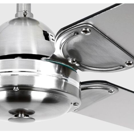 42" Metal Brushed Chrome Propeller Ceiling Fan With 4 Black Blades And Remote Control