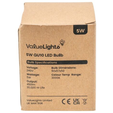 GU10 LED Light Bulbs Dimmable  Bulbs Warm White - Pack of 6