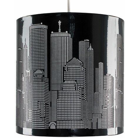 Black New York City Skyline Ceiling, Black Chandelier Shade Light Fixtures