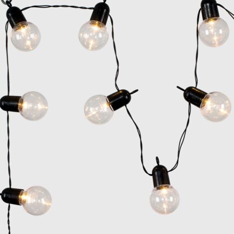 Pair Of Decorative IP44 Rated LED Festoon Clear Globe String Lights