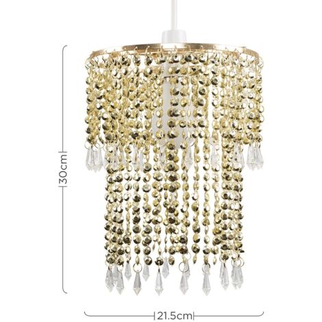 Modern Decorative Gold Jewel Acrylic Bead Ceiling Pendant Light Shade