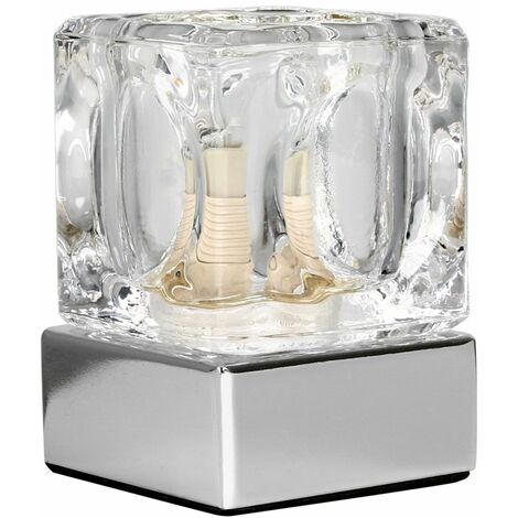 Glass Ice Cube Touch Table Lamp - Chrome