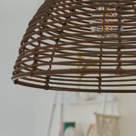 Lobster Wicker Rattan Brown Ceiling Pendant Light Shade