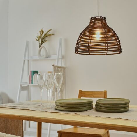 Lobster Wicker Rattan Brown Ceiling Pendant Light Shade