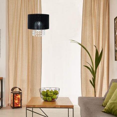 Oba Modern Black Voile Ribbon Wrapped Pendant Shade with Acrylic Droplets